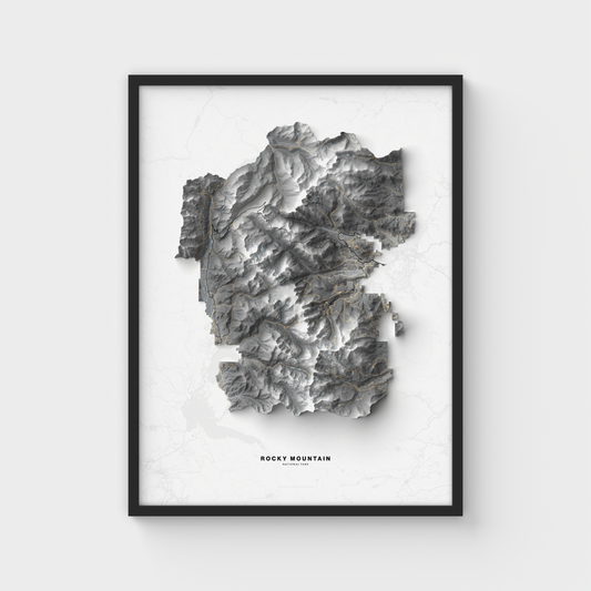 Rocky Mountain National Park Colorado | Shaded Relief Map | Giclée Poster Print