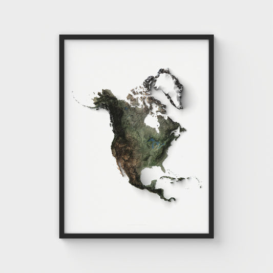 North America Shaded Relief Map | Giclée Poster Print