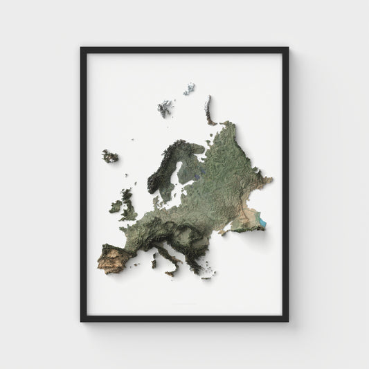Europe Shaded Relief Map | Giclée Poster Print