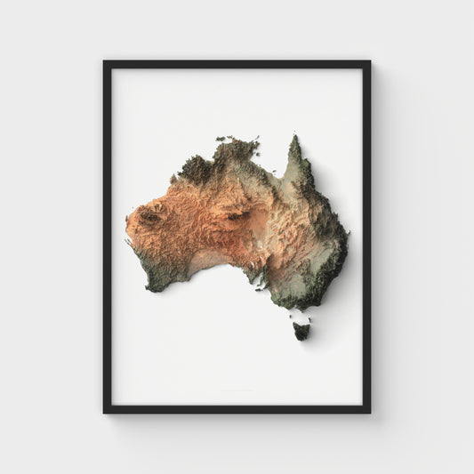 Australia Shaded Relief Map | Giclée Poster Print