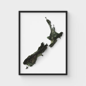 New Zealand Shaded Relief Map | Giclée Poster Print